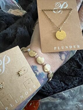 Fancy bundle 1 Gold-Tone Coin Pendant Necklace, bracelet and earrings